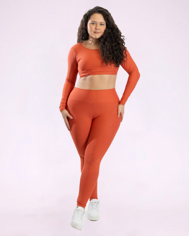 Conjunto Fitness Básica Curve Plus Size Top Manga Longa