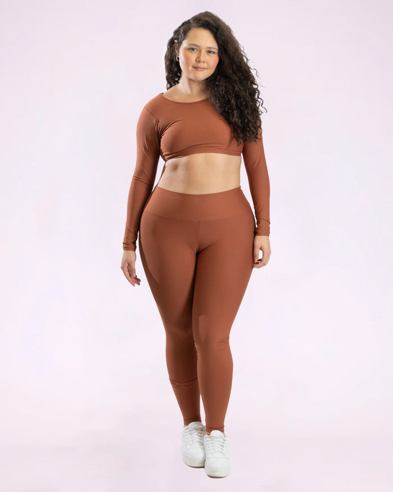 Conjunto Fitness Básica Curve Plus Size Top Manga Longa