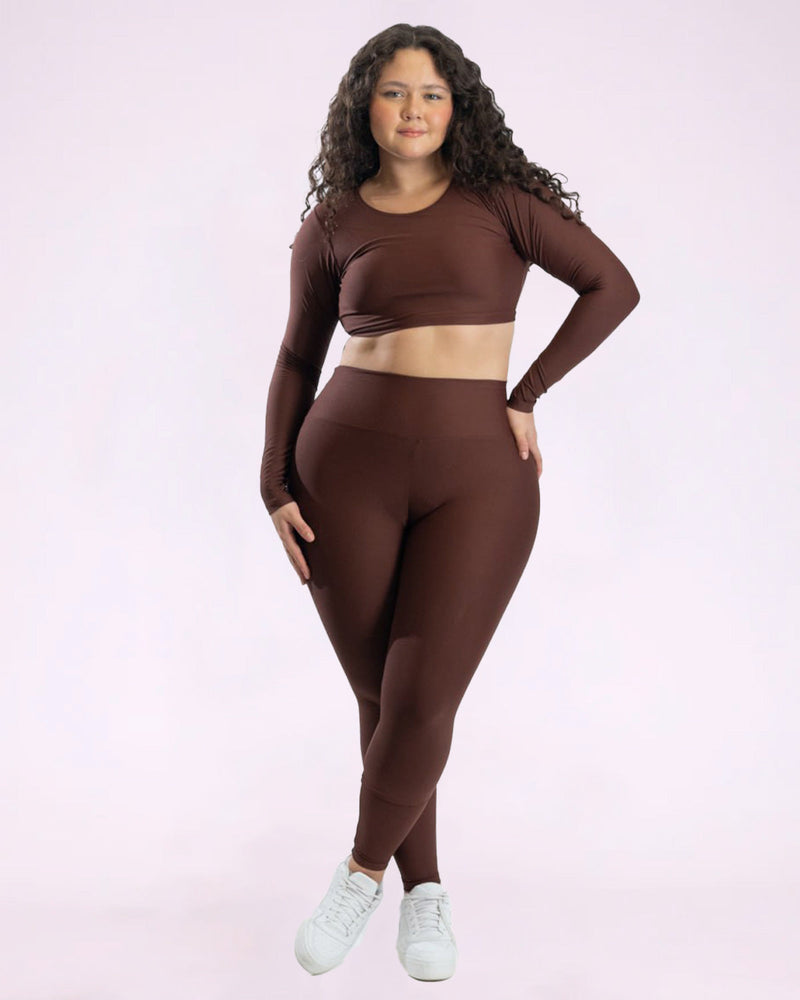 Conjunto Fitness Básica Curve Plus Size Top Manga Longa