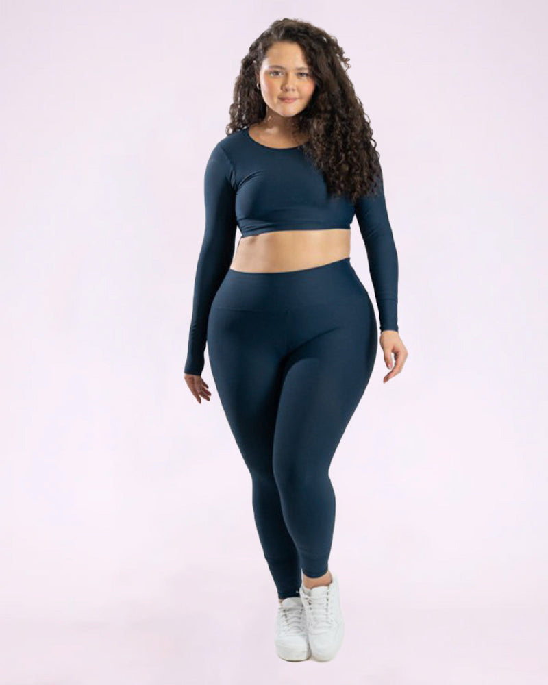 Conjunto Fitness Básica Curve Plus Size Top Manga Longa