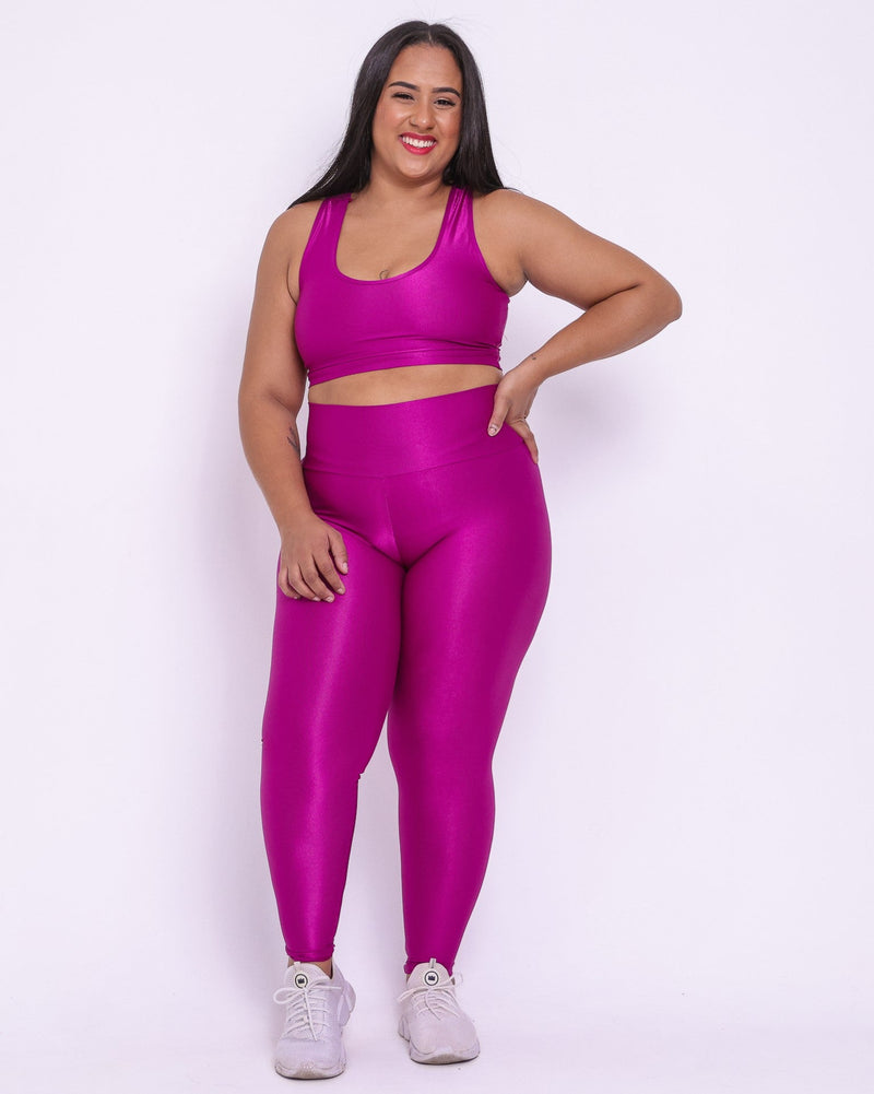 Conjunto Fitness Legging Curve Plus Size Rosa Uva