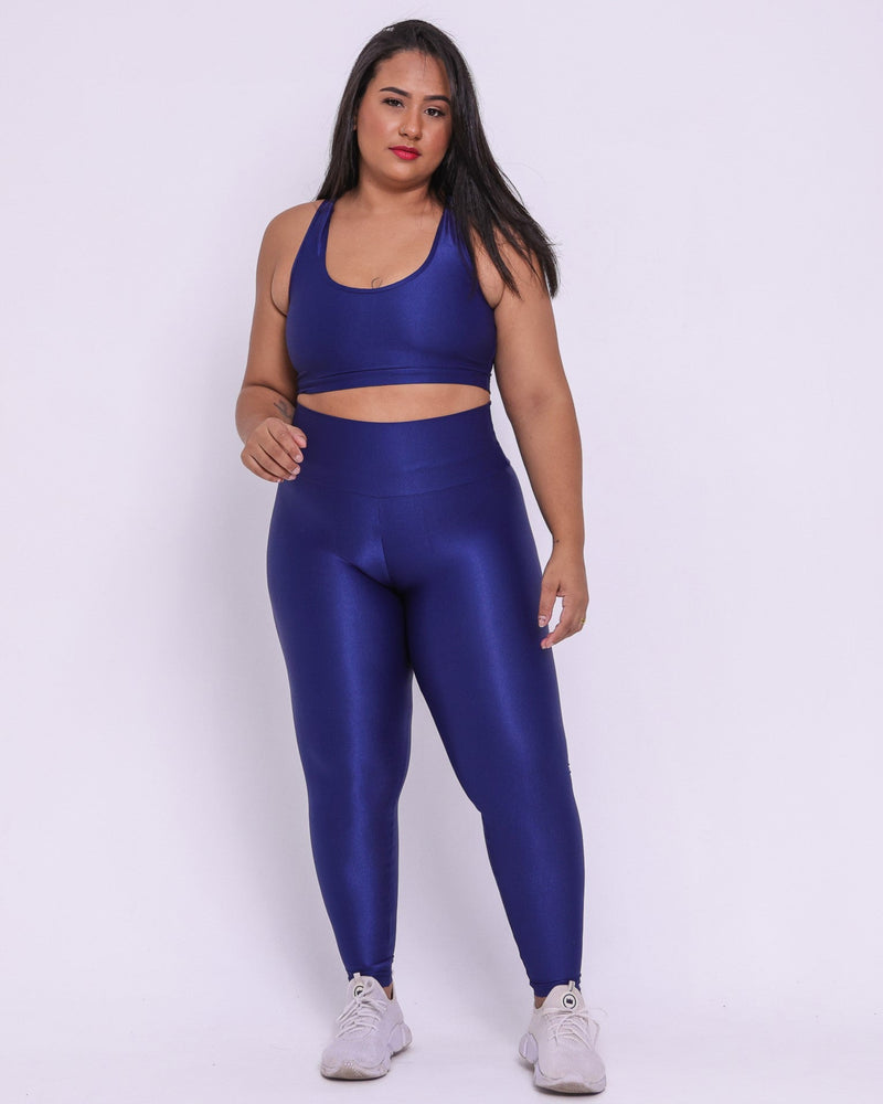 Conjunto Fitness Curve Plus Size Azul Marinho