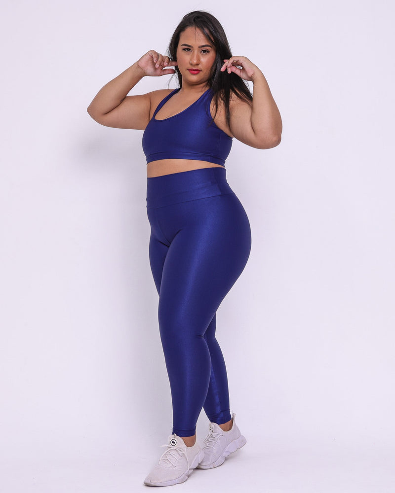 Conjunto Fitness Curve Plus Size Azul Marinho