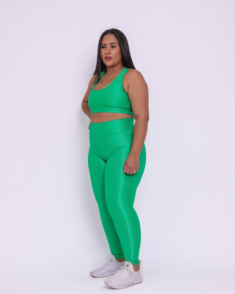 Conjunto Fitness Curve Plus Size Verde Bandeira