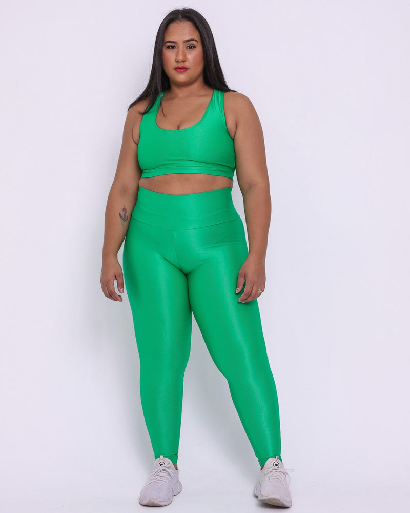 Conjunto Fitness Curve Plus Size Verde Bandeira