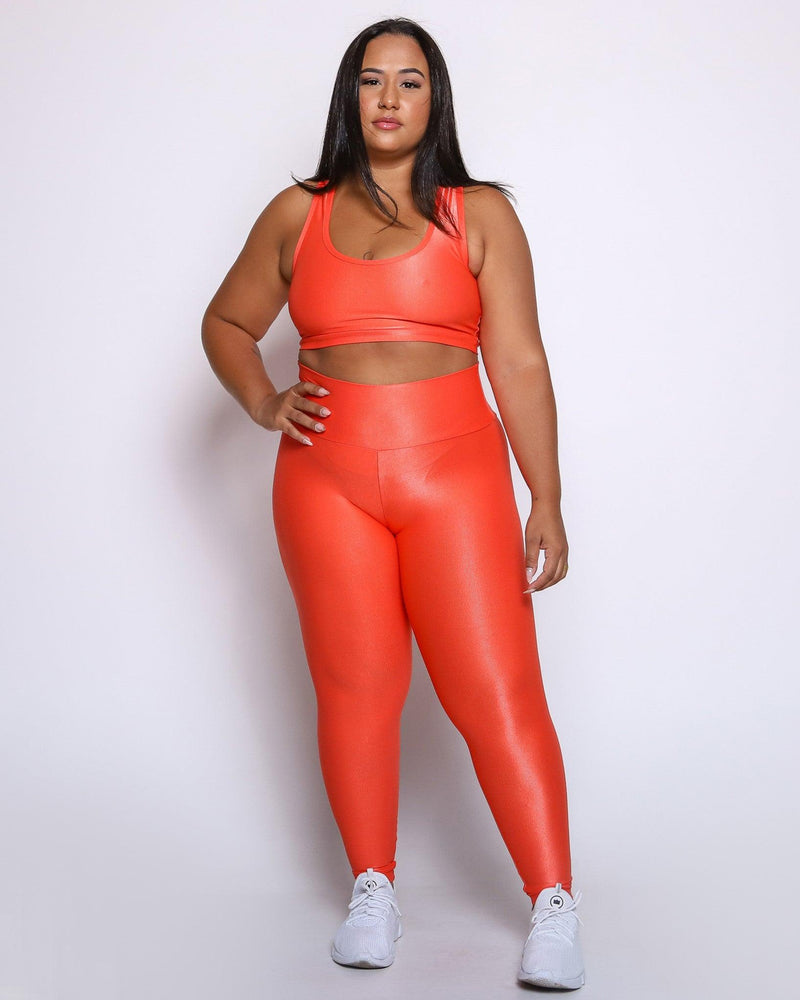 Conjunto Fitness Curve Plus Size Laranja