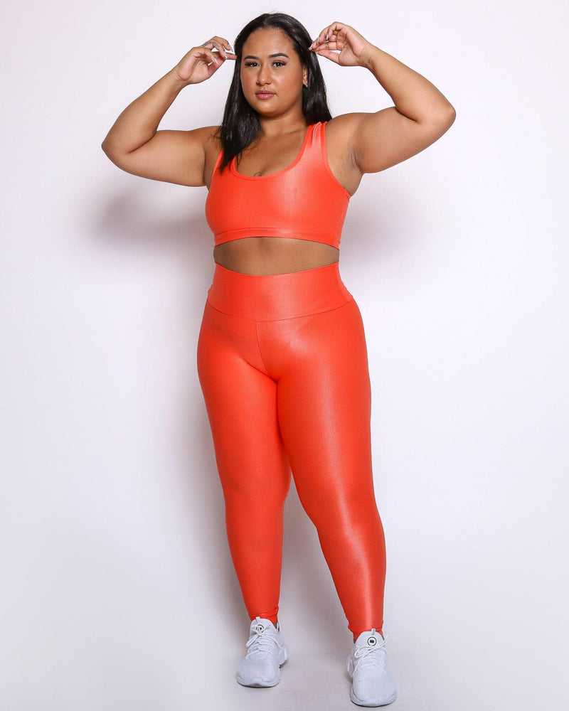 Conjunto Fitness Curve Plus Size Laranja