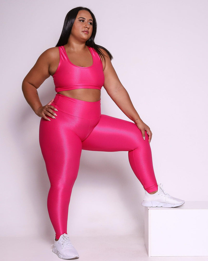 Conjunto Fitness Curve Plus Size Rosa Pitaya