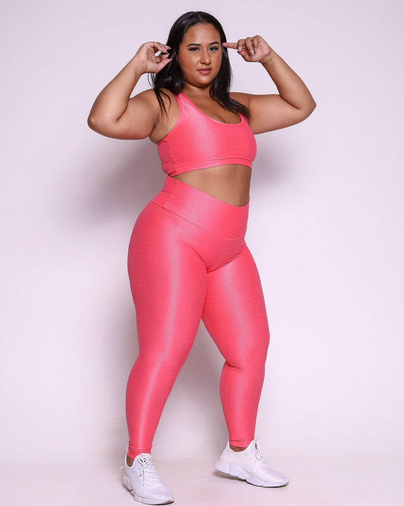 Conjunto Fitness Curve Plus Size Rosa Pink