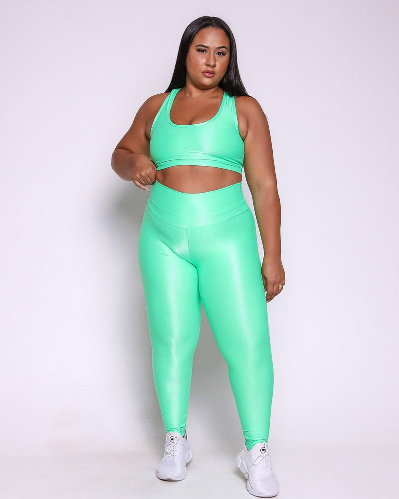 Conjunto Fitness Curve Plus Size Verde Flúor