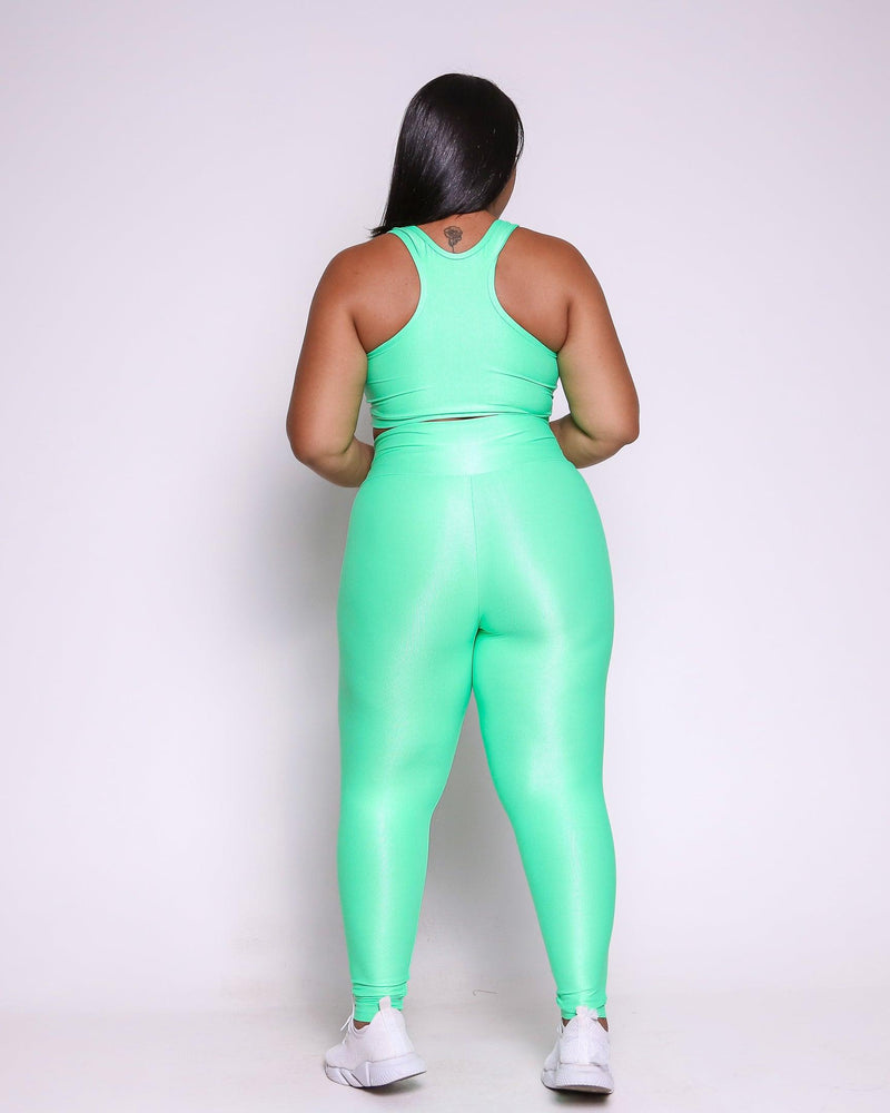 Conjunto Fitness Curve Plus Size Verde Flúor