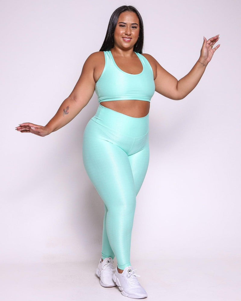 Conjunto Fitness Curve Plus Size Verde Menta