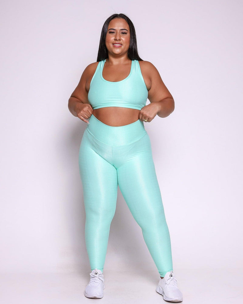 Conjunto Fitness Curve Plus Size Verde Menta