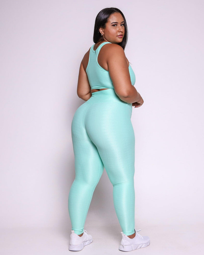 Conjunto Fitness Curve Plus Size Verde Menta