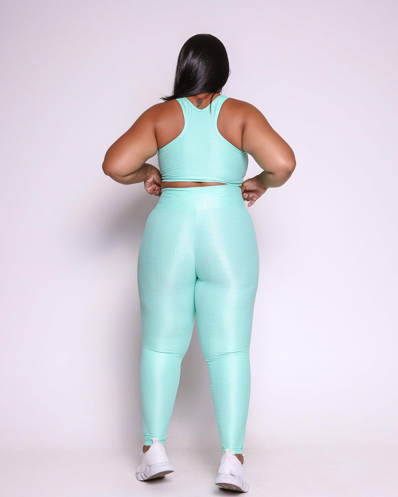 Conjunto Fitness Curve Plus Size Verde Menta