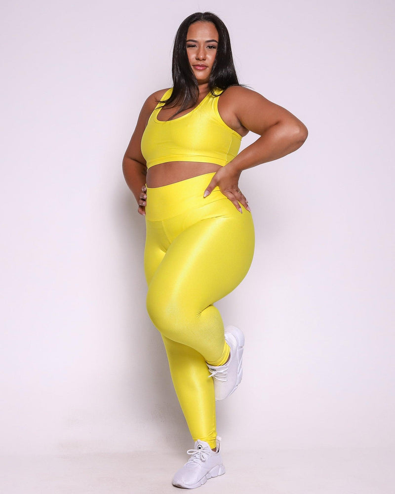 Conjunto Fitness Curve Plus Size Amarelo