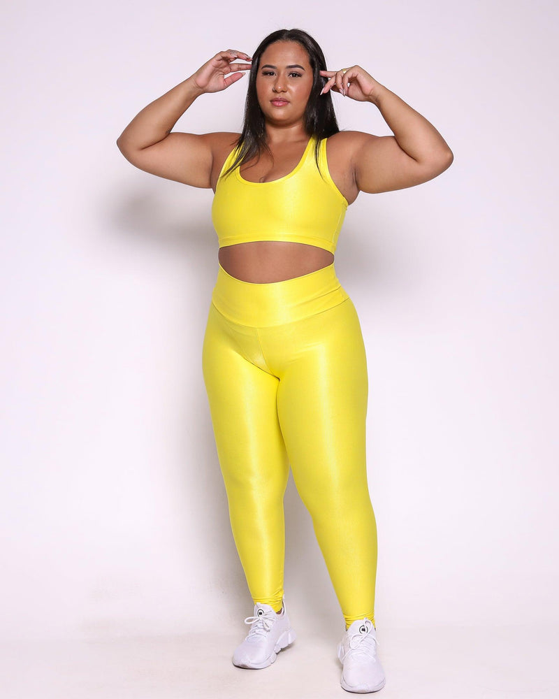 Conjunto Fitness Curve Plus Size Amarelo