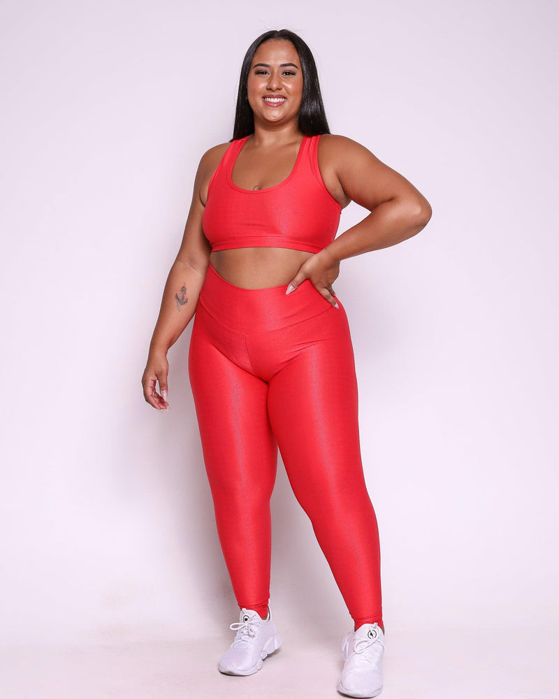 Conjunto Fitness Curve Plus Size Vermelho